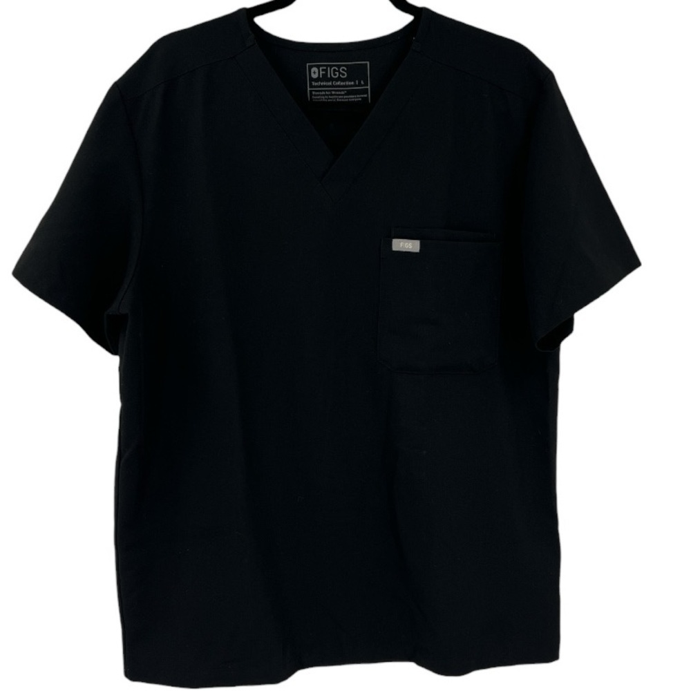 Figs Catarina One-Pocket Scrub Top & Bottom Black SZ L